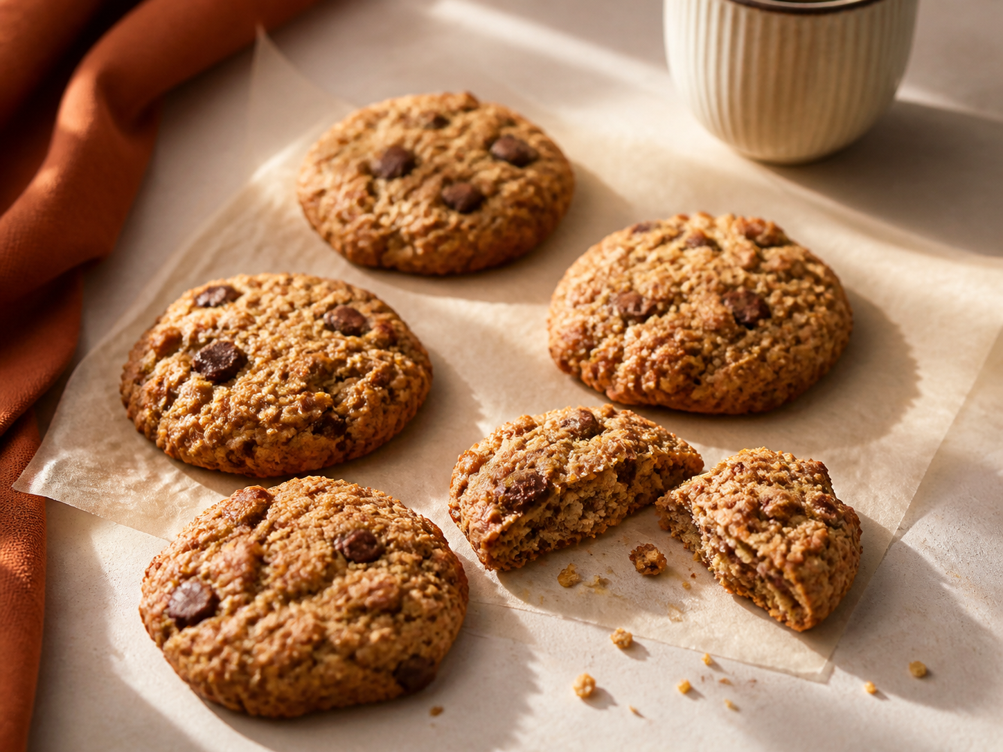 Cookies maison dorés avec une finition de granola