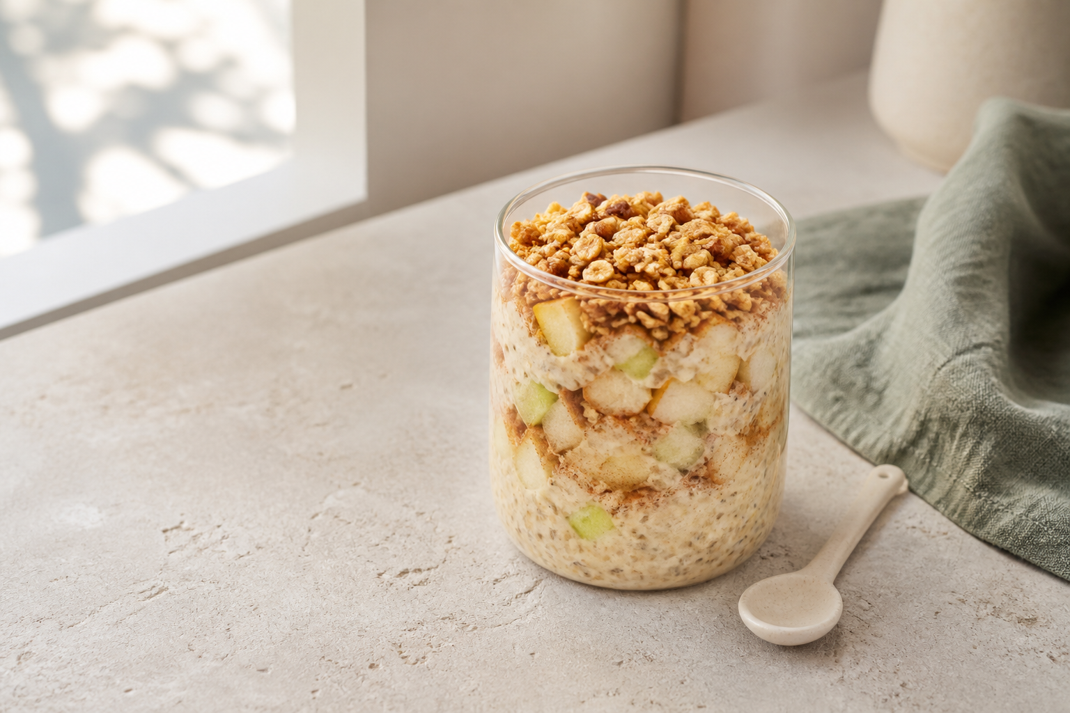 Overnight oats en bocal avec fruits et granola